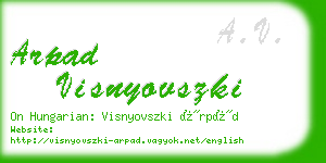 arpad visnyovszki business card